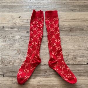 Gucci Red GG Logo Knee-High Socks